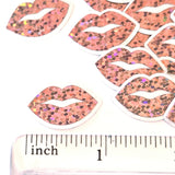 Mini Pink Lips Stickers, Waterproof Die Cut Glitter Vinyl Decals, Peel & Stick, scrapbook embellishments craft supply