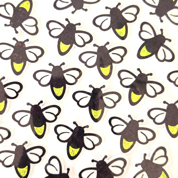 Mini Firefly Stickers, die cut lightening bug stickers, sparkling firefly vinyl stickers for mason jars, envelopes, journals and crafts