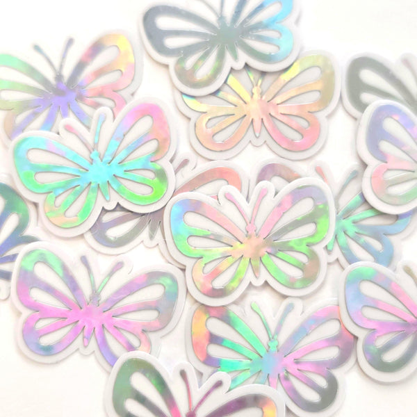 Mini Butterfly Stickers, 10 Iridescent Waterproof Die Cut Vinyl Decals, Peel & Stick, choose amount