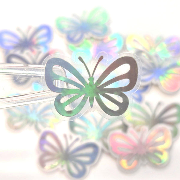 Mini Butterfly Stickers, 10 Iridescent Waterproof Die Cut Vinyl Decals, Peel & Stick, choose amount