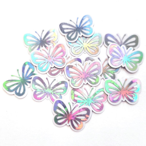 Mini Butterfly Stickers, 10 Iridescent Waterproof Die Cut Vinyl Decals, Peel & Stick, choose amount