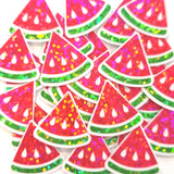 Mini Red Watermelon Fruit Stickers, 10 Waterproof Die Cut Glitter Vinyl Decals, Peel & Stick, choose amount