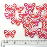 Mini Pink Glitter Butterfly Stickers, 10 Waterproof Die Cut Vinyl Decals, Peel & Stick, choose amount