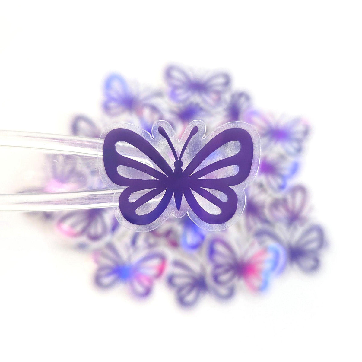 Mini Purple Butterfly Stickers, 10 Iridescent Waterproof Die Cut Vinyl Decals, Peel & Stick, choose amount