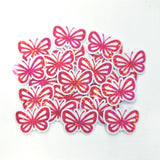 Mini Pink Glitter Butterfly Stickers, 10 Waterproof Die Cut Vinyl Decals, Peel & Stick, choose amount