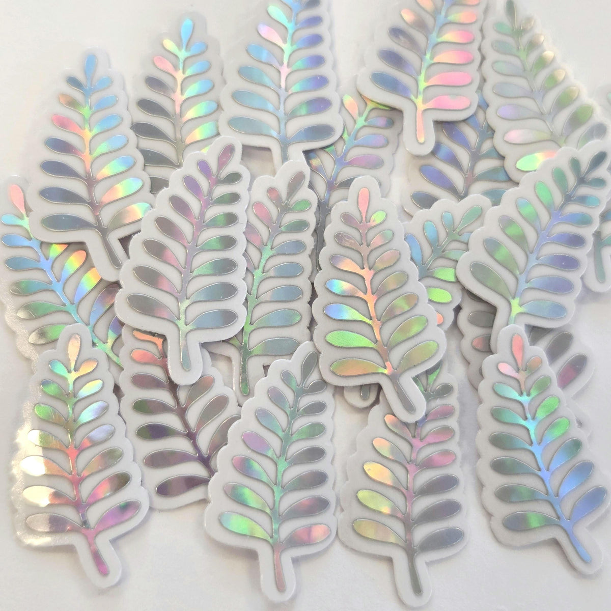 Mini Gold Fern Leaf Stickers, Waterproof Die Cut Vinyl Decals, Peel & Stick, choose amount