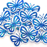 Mini Blue Butterfly Stickers, Die Cut Glitter Vinyl Decals, Peel & Stick