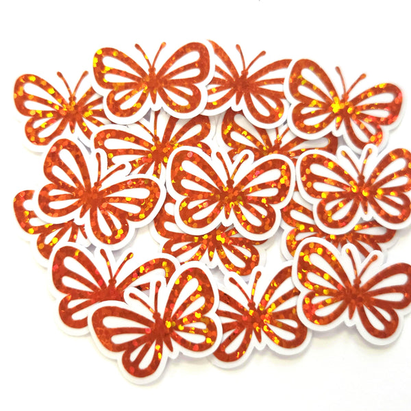 Mini Orange Butterfly Stickers, set of 10 or more, Waterproof Die Cut Vinyl Decals, Peel & Stick, choose amount