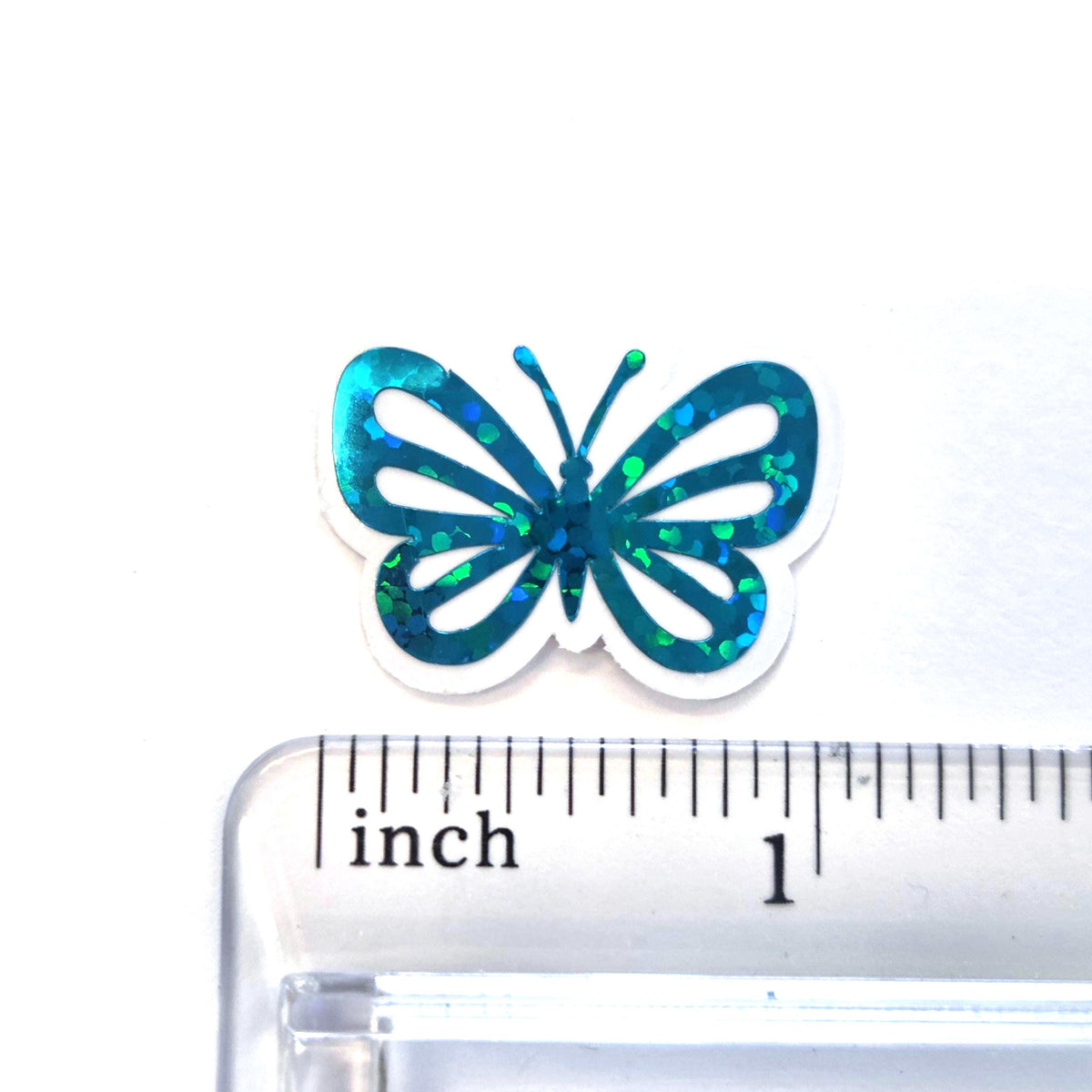 Mini Turquoise Butterfly Stickers, 10 Waterproof Die Cut Vinyl Decals, Peel & Stick, choose amount