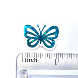 Mini Turquoise Butterfly Stickers, 10 Waterproof Die Cut Vinyl Decals, Peel & Stick, choose amount