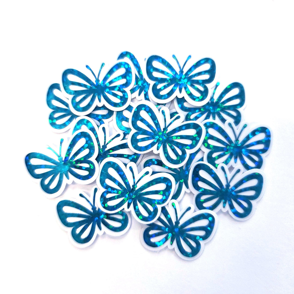 Mini Turquoise Butterfly Stickers, 10 Waterproof Die Cut Vinyl Decals, Peel & Stick, choose amount