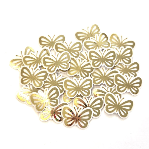 mini die cut butterfly shaped stickers in gold