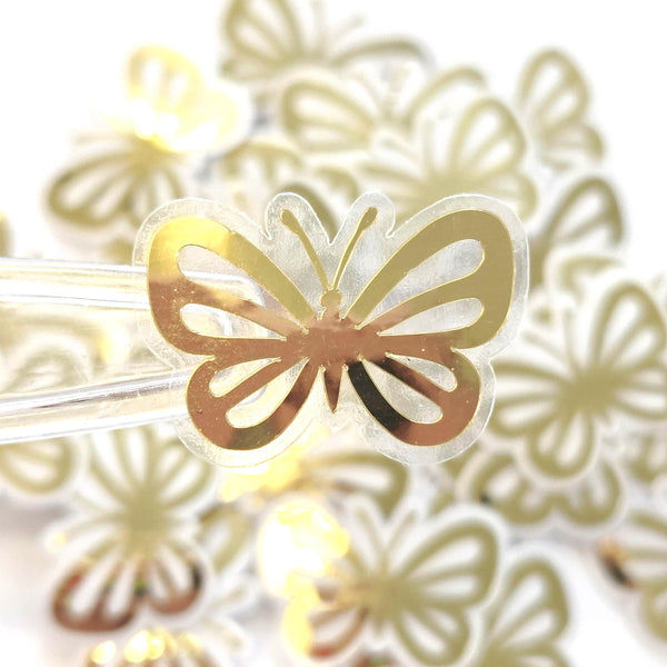 Mini Gold Butterfly Stickers, Die Cut Vinyl Decals, Peel & Stick, choose amount