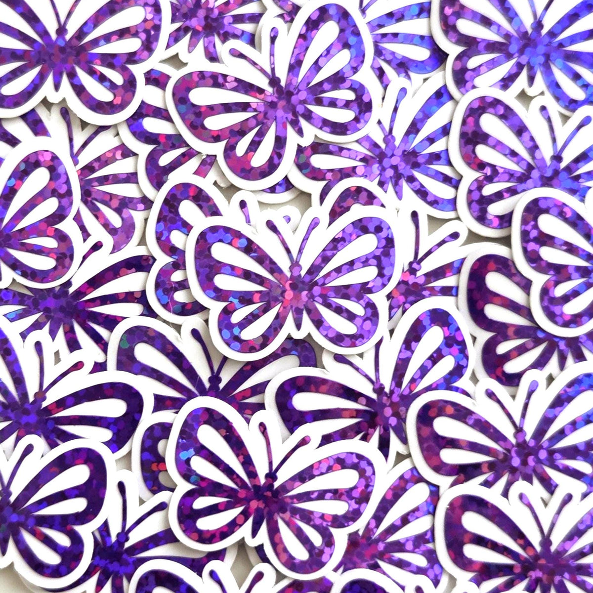 Mini Purple Butterfly Stickers, Die Cut Glitter Vinyl Decals, Peel & Stick