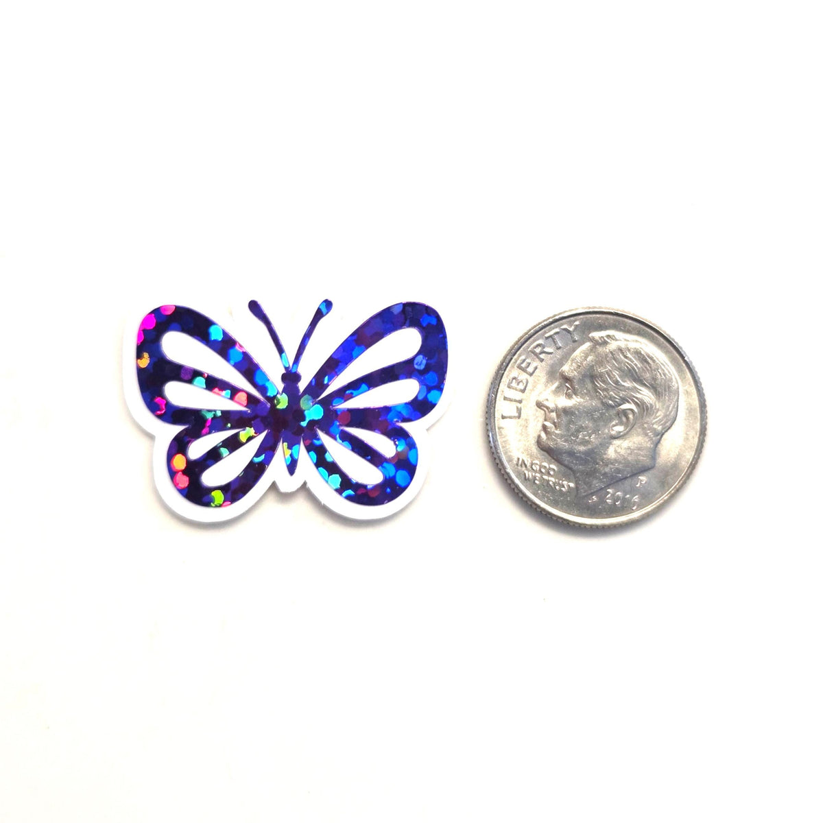 Mini Purple Butterfly Stickers, Die Cut Glitter Vinyl Decals, Peel & Stick