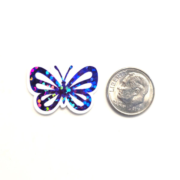 Mini Purple Butterfly Stickers, Die Cut Glitter Vinyl Decals, Peel & Stick