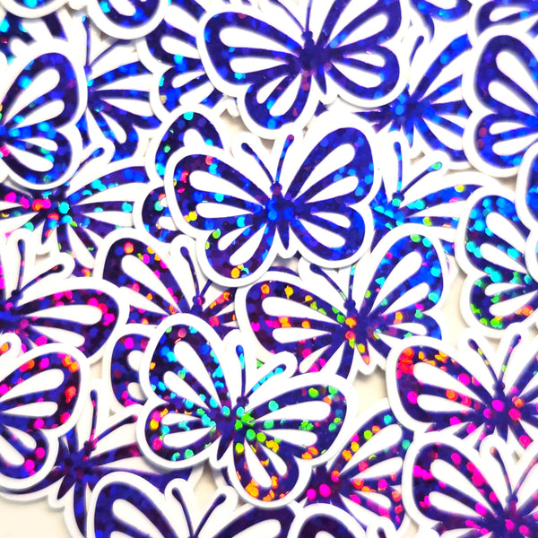 Mini Purple Butterfly Stickers, Die Cut Glitter Vinyl Decals, Peel & Stick