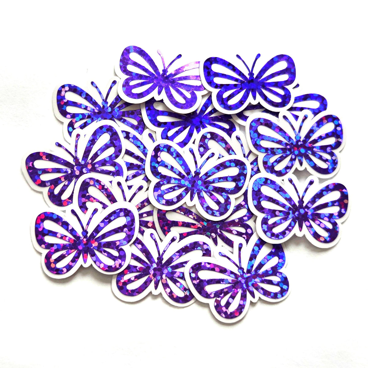 Mini Purple Butterfly Stickers, Die Cut Glitter Vinyl Decals, Peel & Stick
