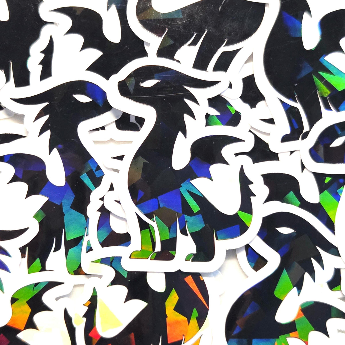 Mini Black Dragon Stickers, set of 6 or more, Die Cut Sparkly Vinyl Decals, Peel & Stick, choose amount.