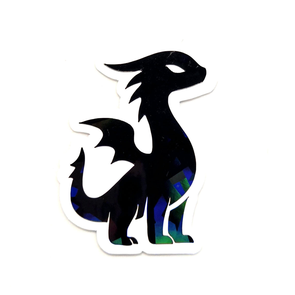 Mini Black Dragon Stickers, set of 6 or more, Die Cut Sparkly Vinyl Decals, Peel & Stick, choose amount.