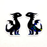 Mini Black Dragon Stickers, set of 6 or more, Die Cut Sparkly Vinyl Decals, Peel & Stick, choose amount.