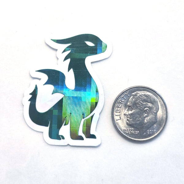 Mini Green Dragon Stickers, Die Cut Sparkly Vinyl Decals, Peel & Stick, choose amount.