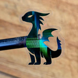 Mini Green Dragon Stickers, Die Cut Sparkly Vinyl Decals, Peel & Stick, choose amount.