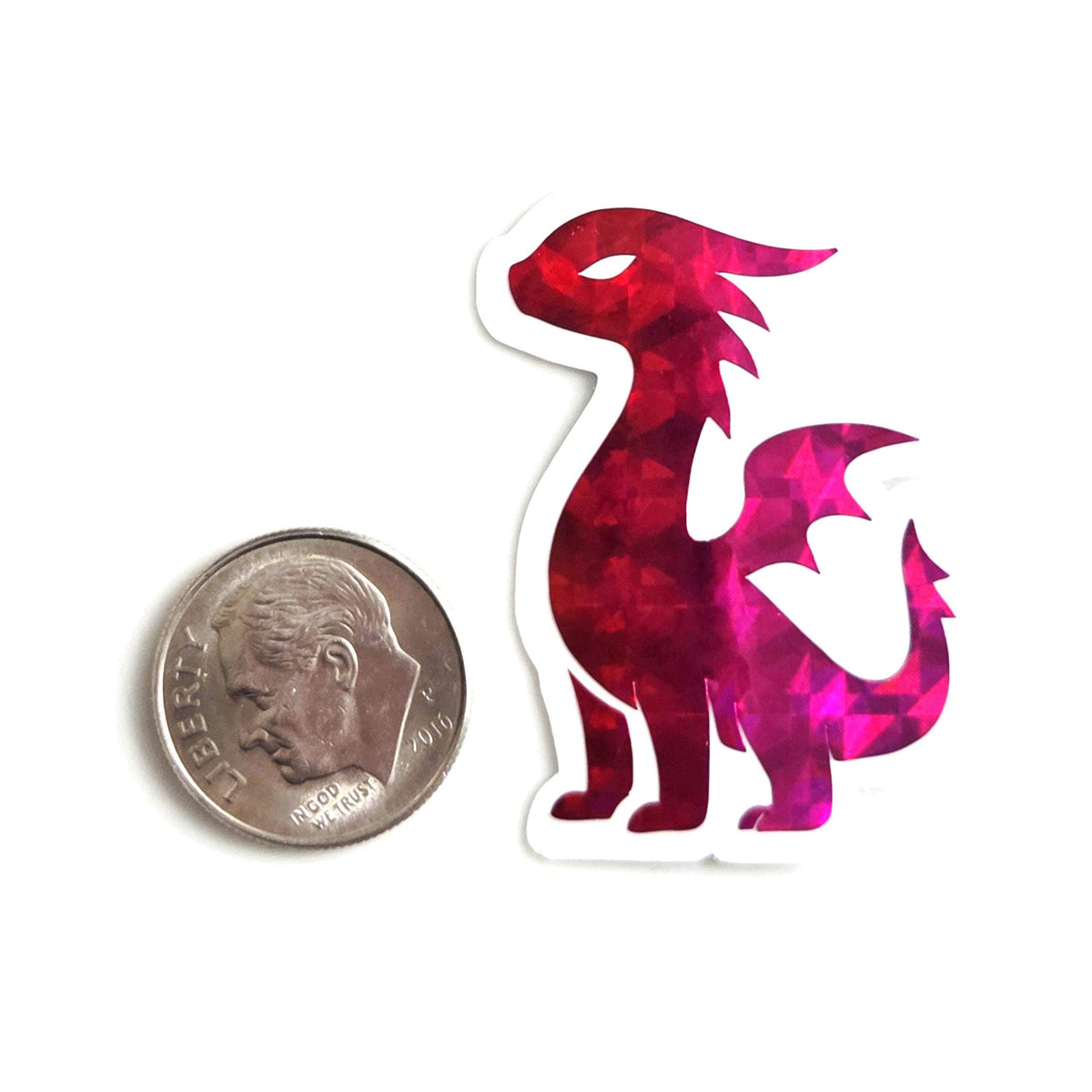 Mini Rainbow Dragon Stickers, Die Cut Sparkly Vinyl Decals, Peel & Stick, choose amount.