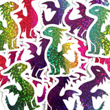 Mini Rainbow Dragon Stickers, Die Cut Glitter Vinyl Decals, Peel & Stick, choose amount.