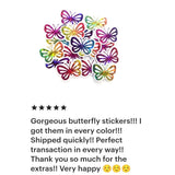 Mini Butterfly Stickers, Sparkly Rainbow Vinyl Decals, Waterproof Peel-and-Stick Butterflies