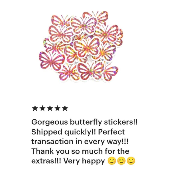 Mini Pink Butterfly Sparkly Stickers, Waterproof Vinyl Decals, Die Cut Crafting Supplies