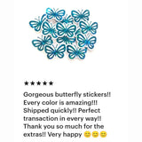 Mini Turquoise Butterfly Stickers, 10 Waterproof Die Cut Vinyl Decals, Peel & Stick, choose amount