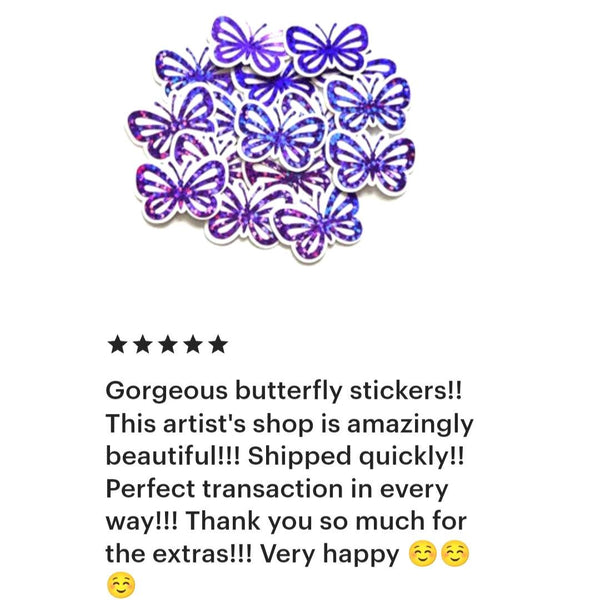 Mini Purple Butterfly Stickers, Die Cut Glitter Vinyl Decals, Peel & Stick