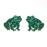 Mini Green Frog Stickers, Die Cut Glitter Vinyl Decals, Peel & Stick, choose amount.