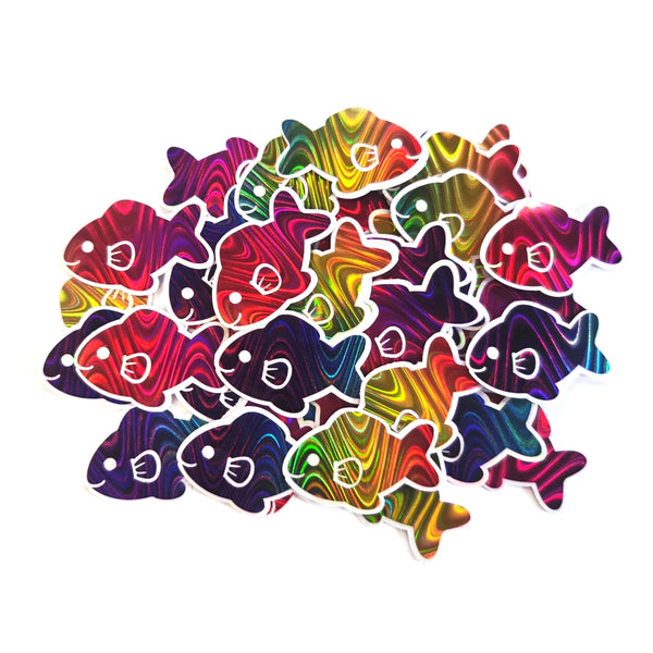 Rainbow Fish Die-Cut Stickers with Clear outline, Decals, Peel-and-Stick