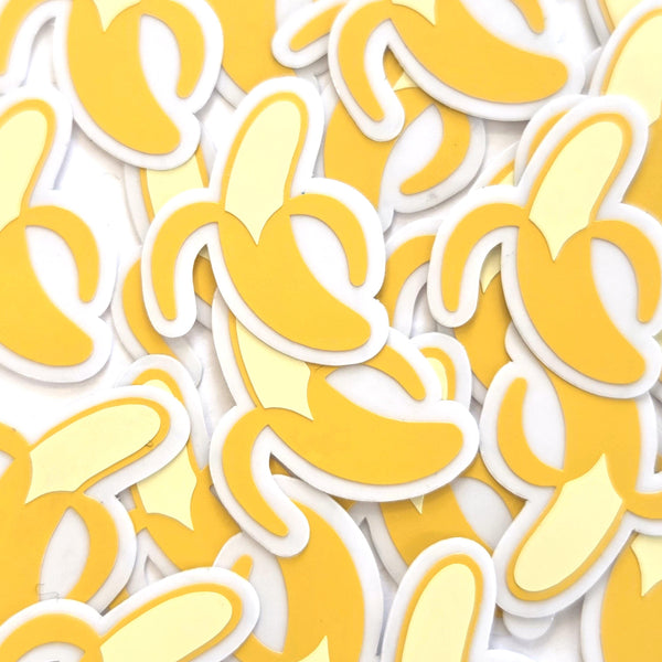 Mini Yellow Banana Stickers, set of 10 or more, die-cut fruit stickers for journals, scrapbooks and planners.
