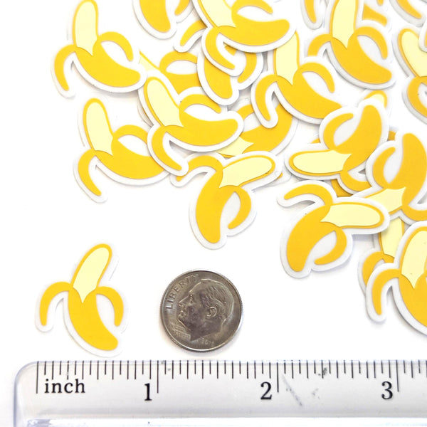 Mini Yellow Banana Stickers, set of 10 or more, die-cut fruit stickers for journals, scrapbooks and planners.
