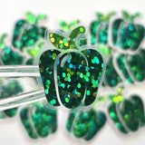 Red Bell Pepper Stickers, Vegetable Garden Die Cut Glitter Vinyl Decals, Peel & Stick, choose amount