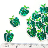 Green Bell Pepper Stickers, Vegerable Garden Die Cut Glitter Vinyl Decals, Peel & Stick, choose amount