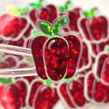 Red Bell Pepper Stickers, Vegetable Garden Die Cut Glitter Vinyl Decals, Peel & Stick, choose amount