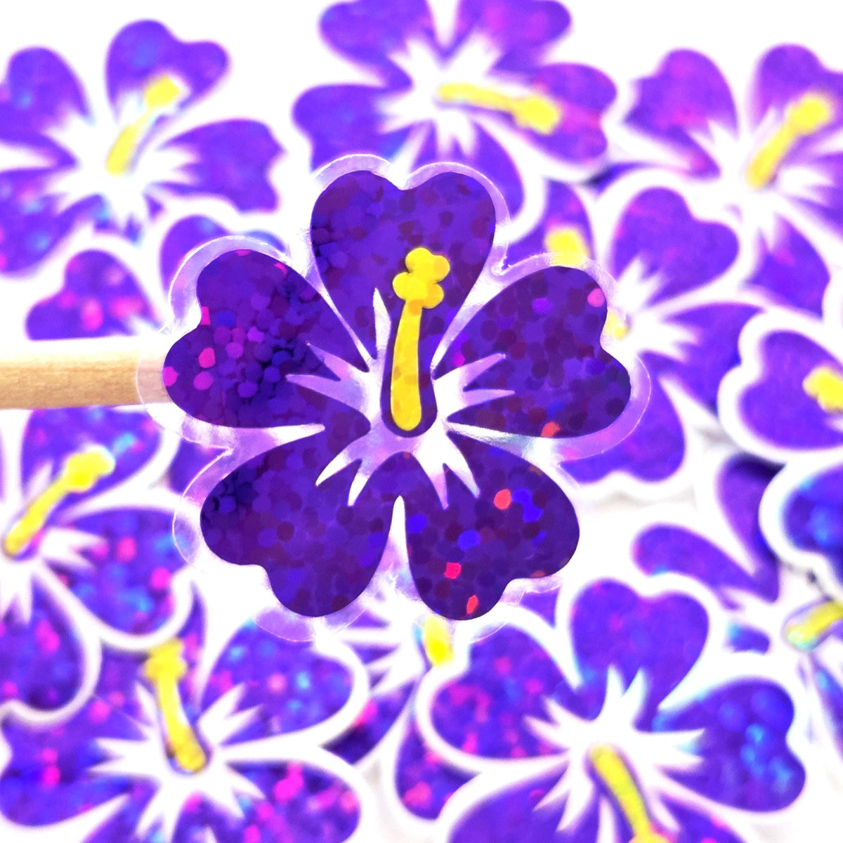 Mini Magenta Pink Hibiscus Flower Stickers, tropical blooms, summer garden, island beach wedding stickers, choose color.