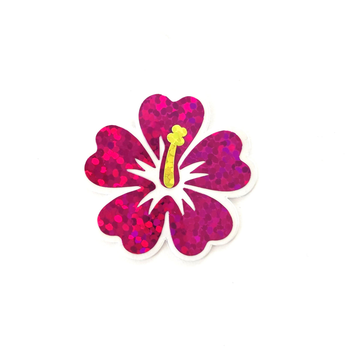 Mini Purple Hibiscus Flower Stickers, tropical blooms, summer garden, island beach wedding stickers