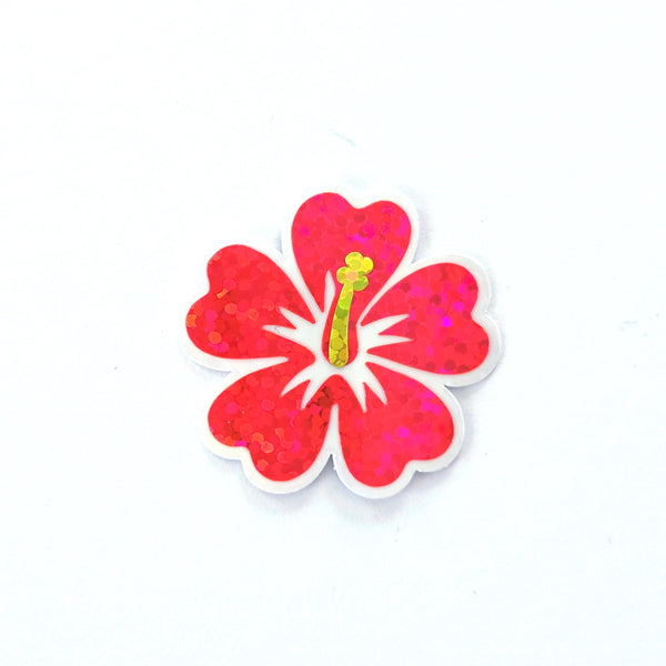 Mini Purple Hibiscus Flower Stickers, tropical blooms, summer garden, island beach wedding stickers