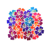 Mini Purple Hibiscus Flower Stickers, tropical blooms, summer garden, island beach wedding stickers