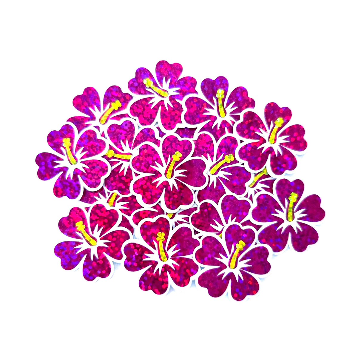 Mini Pink Hibiscus Flower Stickers, tropical blooms, summer garden, island beach wedding stickers, choose color.