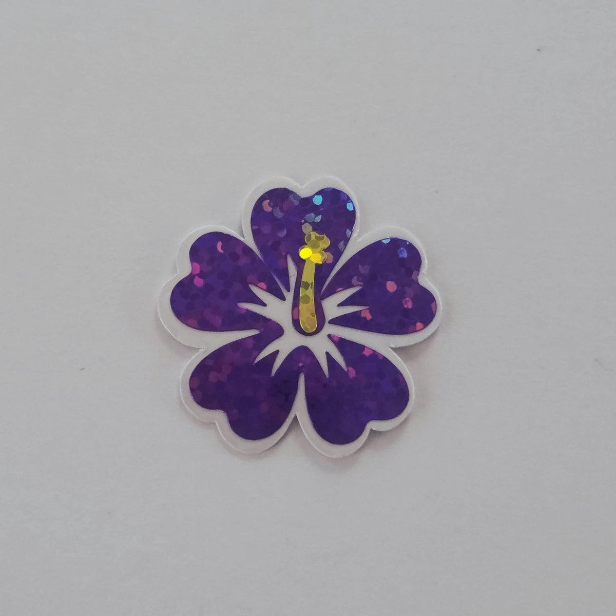 Mini Purple Hibiscus Flower Stickers, tropical blooms, summer garden, island beach wedding stickers