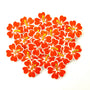 Mini Orange Glitter Hibiscus Flower Stickers, Tropical Die Cut Blooms, Clear Outline Vinyl