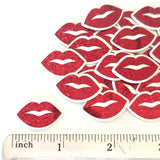 Mini Red Lips Stickers, Waterproof Die Cut Glitter Vinyl Decals, Peel & Stick, scrapbook embellishments craft supply