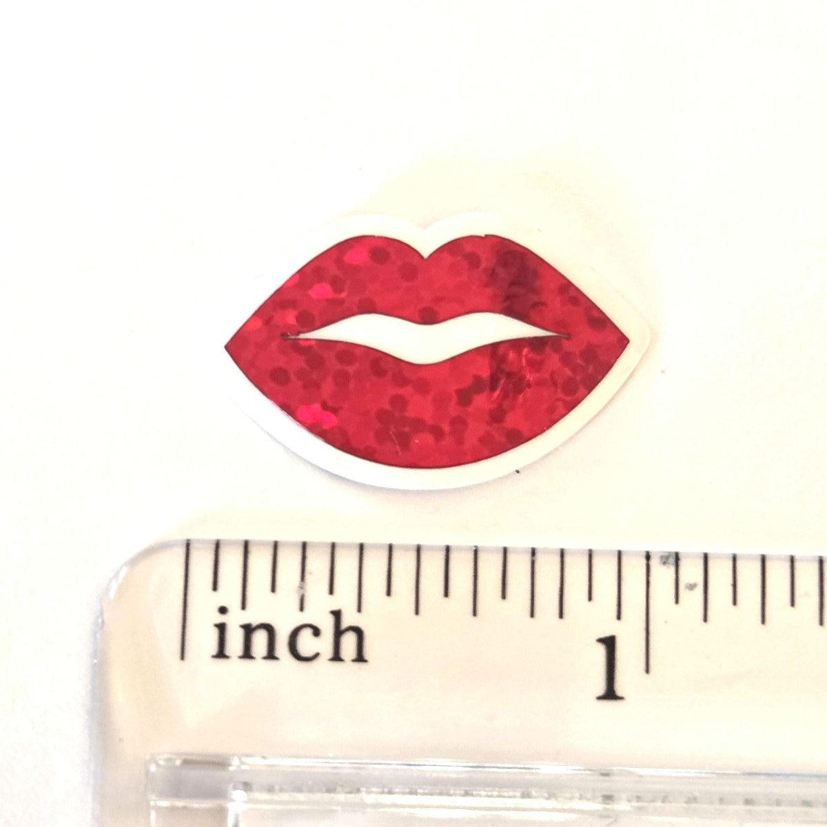Mini Red Lips Stickers, Waterproof Die Cut Glitter Vinyl Decals, Peel & Stick, scrapbook embellishments craft supply