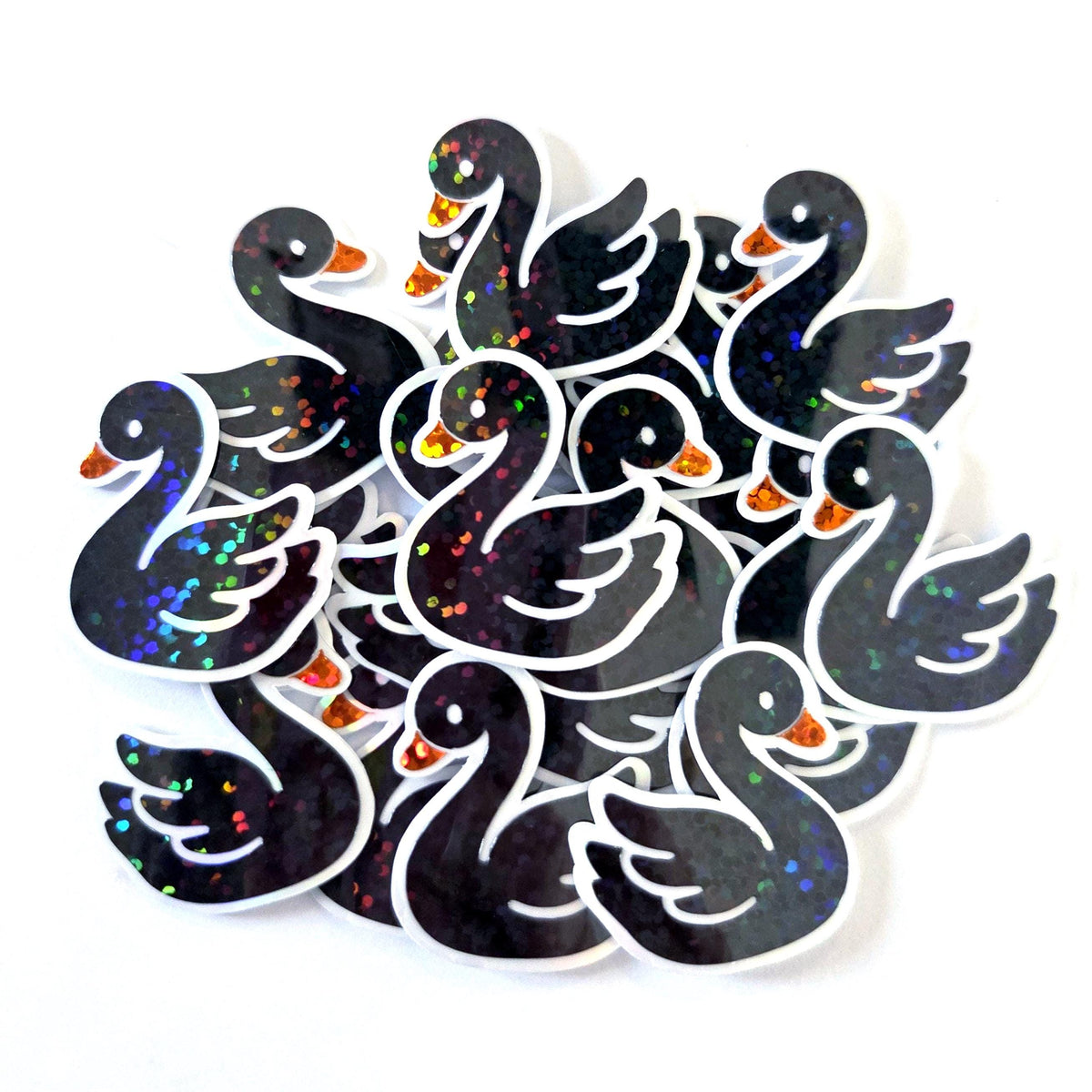 Mini Black Swan Stickers, Die-Cut Vinyl Decals for summer wedding decor